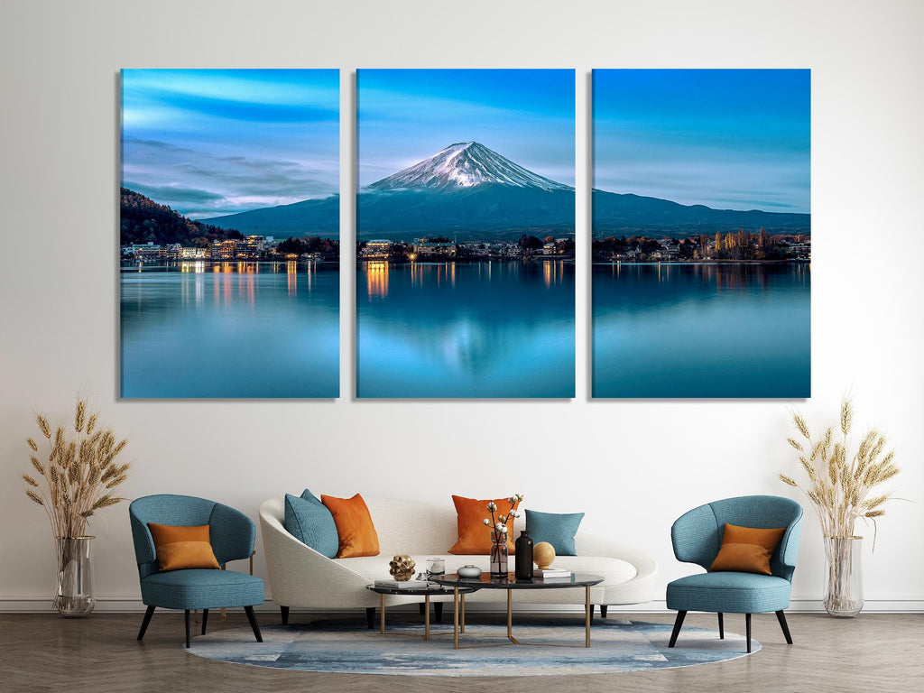 Mount Fuji Wall Art – Extra Large Japanese Landscape Art Print, Snow Capped Mountain Artwork, Mountain Print for Living Room or Office Decor