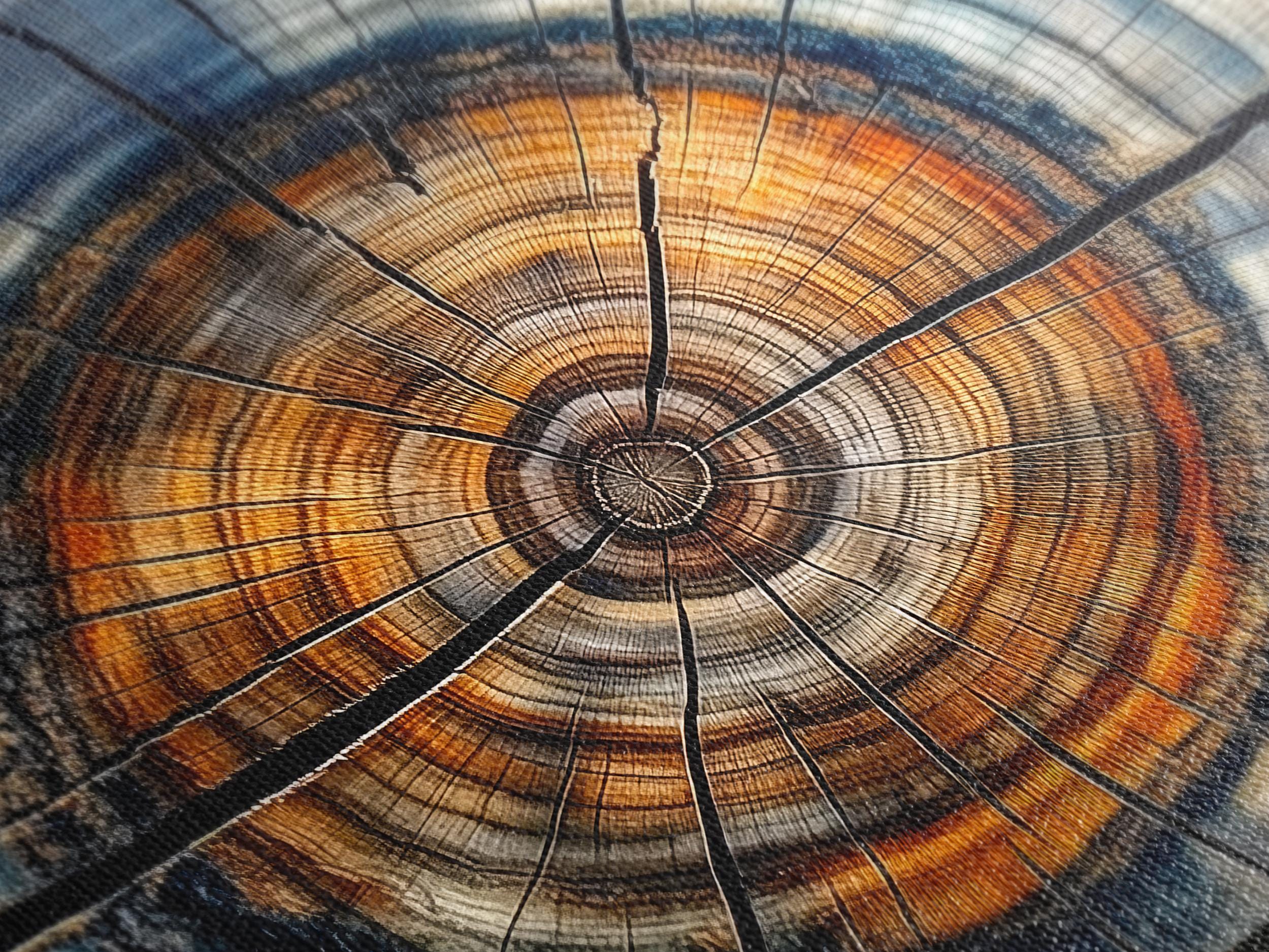 Extra Large Office Decor -Abstract Tree Ring Canvas Art, Rustic Wall Decor, Nordic Nature-Inspired Artwork, Colorful Wood Grain Canvas Print