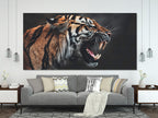 Roaring Tiger Canvas Art - Wildlife Wall Art, Large Tiger Canvas Print, Wild Tiger Canvas Art Print - Tiger Wall Art, Wildlife Artwork Print