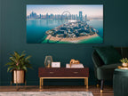 Dubai Skyline Canvas Print, Large Cityscape Wall Art, Aerial View of Bluewaters Island and Ain Dubai, Extra Large Modern Architecture Decor