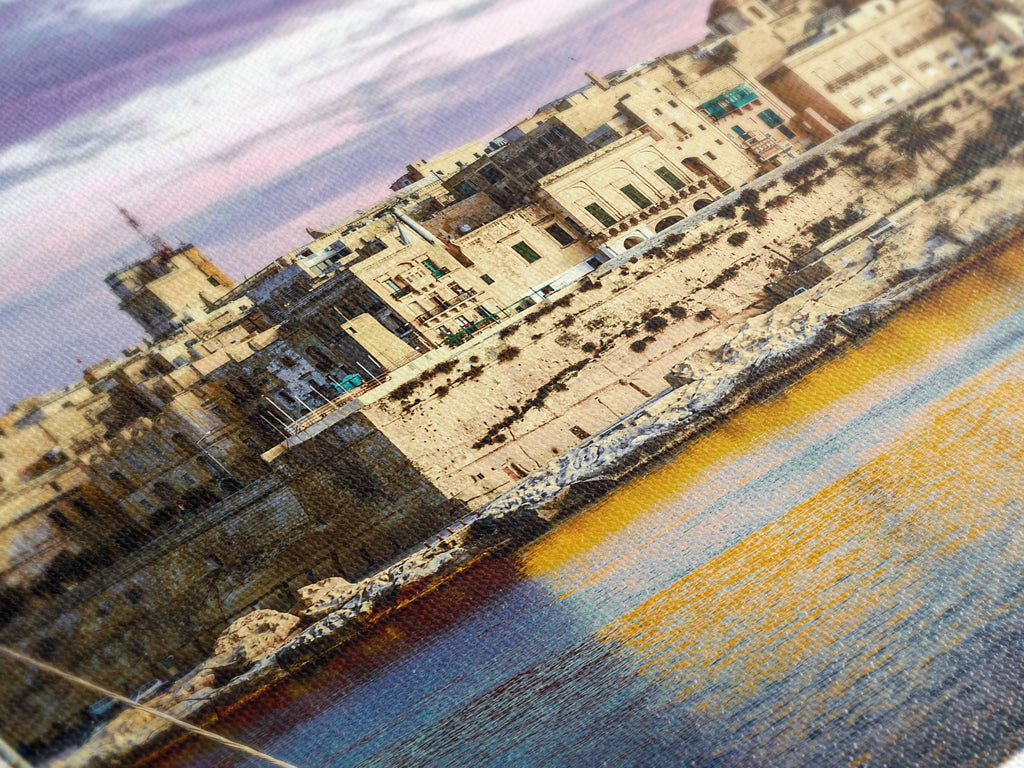 Valletta Malta Canvas Print – Stunning Mediterranean Wall Art, Coastal Cityscape Artwork, Sunset Harbor Scene for Living Room Decor
