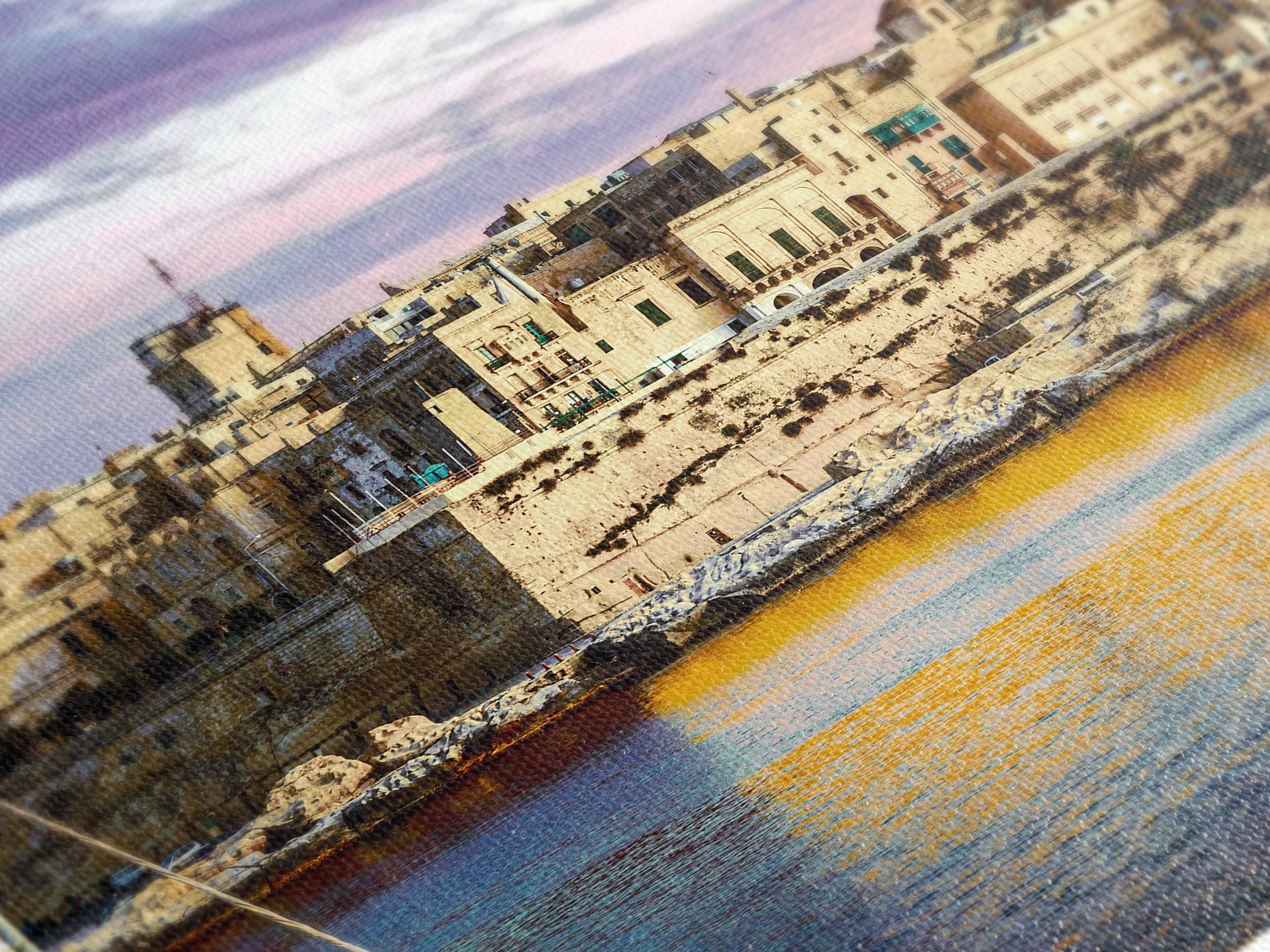 Valletta Malta Canvas Print – Stunning Mediterranean Wall Art, Coastal Cityscape Artwork, Sunset Harbor Scene for Living Room Decor