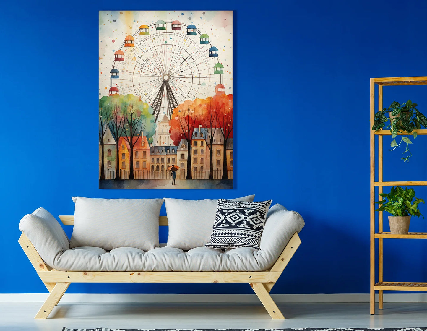 A Day in Paris Under the Ferris Wheel - Canvas Print