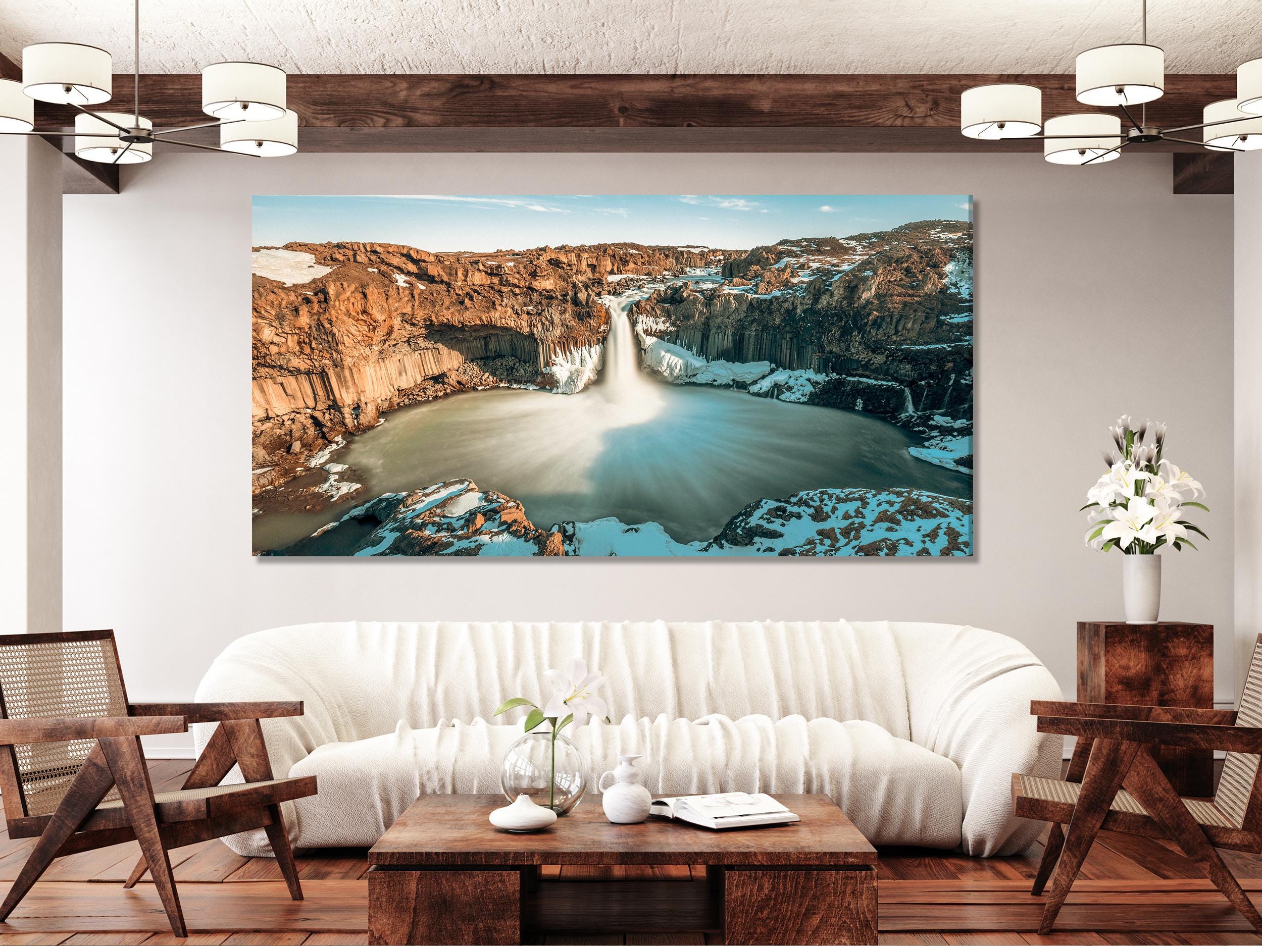 Aldeyjarfoss Art Waterfall Print Iceland Canvas Art Large Winter Landscape Wall Art Iceland Artwork Nature Decor Iceland Canvas Art Print