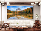 Italian Dolomites Print Autumn Landscape Wall Art Large Mountain Canvas Art Lake Canvas Print Nature Living Room Art Print Office Wall Decor