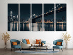 Brooklyn Bridge Canvas Print – Modern New York City Cityscape, Extra Large NY Brooklyn Bridge Wall Art for Modern Urban Office Wall Decor