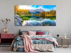 Large Eibsee Lake Canvas Print, Bavarian Alps Wall Art, Oversized Germany Autumn Landscape Artwork for Nature-Inspired Above Bed Wall Decor