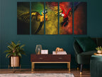 Kleurrijke Ara-muurkunst, Ara-papegaai canvasprint, extra groot tropisch vogelkunstwerk, exotisch canvas voor levendige dierenwinkelmuurdecoratie
