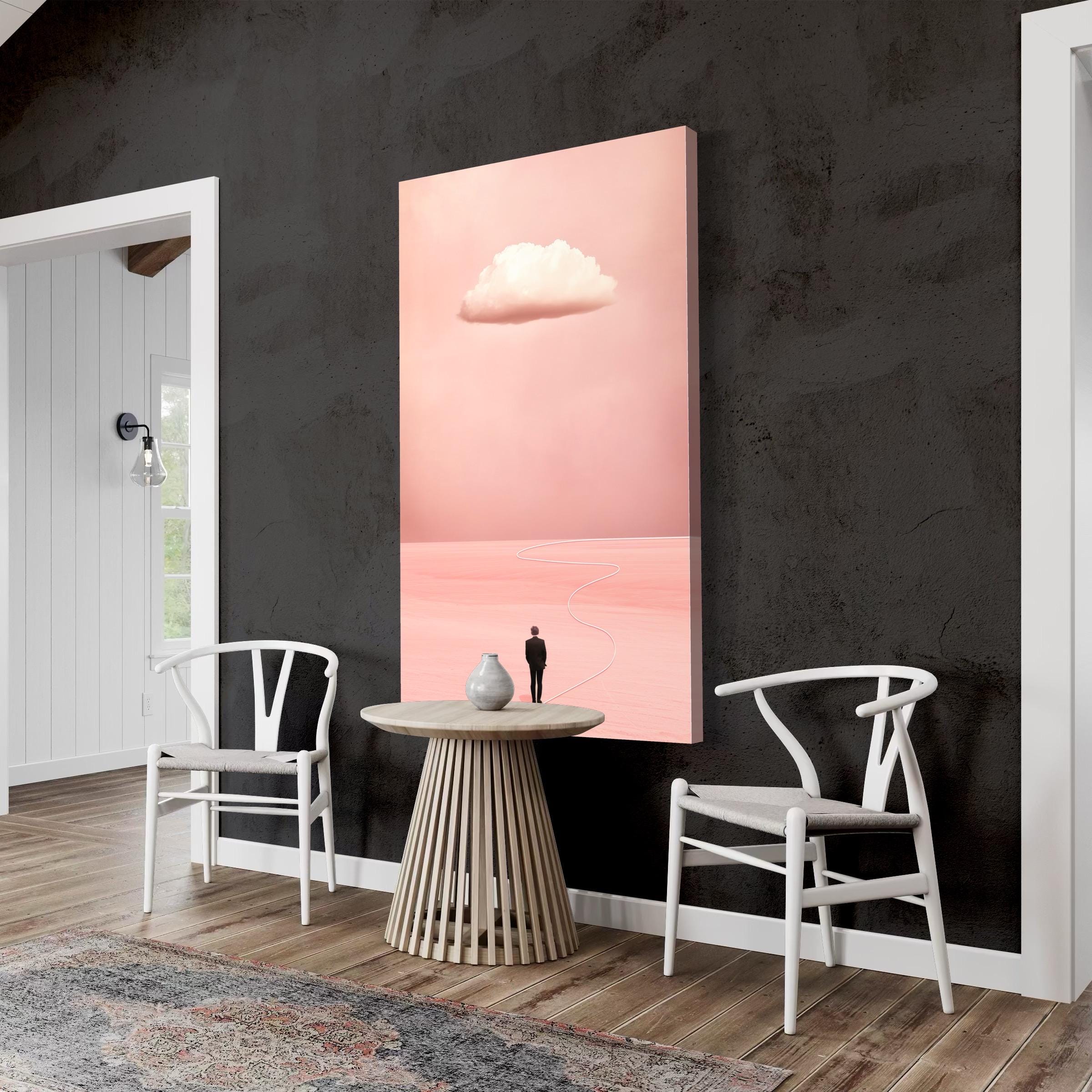 Blush Pink Cloud Wall Art - Minimalist Surreal Print Over the Bed Decor, Peach Abstract Artwork for Bedroom, Dreamy Above Bed Cloud Wall Art