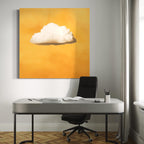 Yellow Cloud Wall Art Cloud Canvas Art Vibrant Yellow Abstract Canvas Print Minimalist Wall Accent Yellow Artwork for Modern Office Wall Art