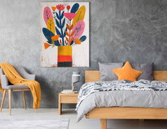 Stylized Flowers in Bold Vase Wall Decor