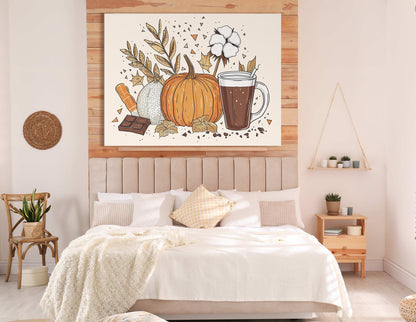 Autumn Harvest Pumpkin and Cocoa - Canvas Print