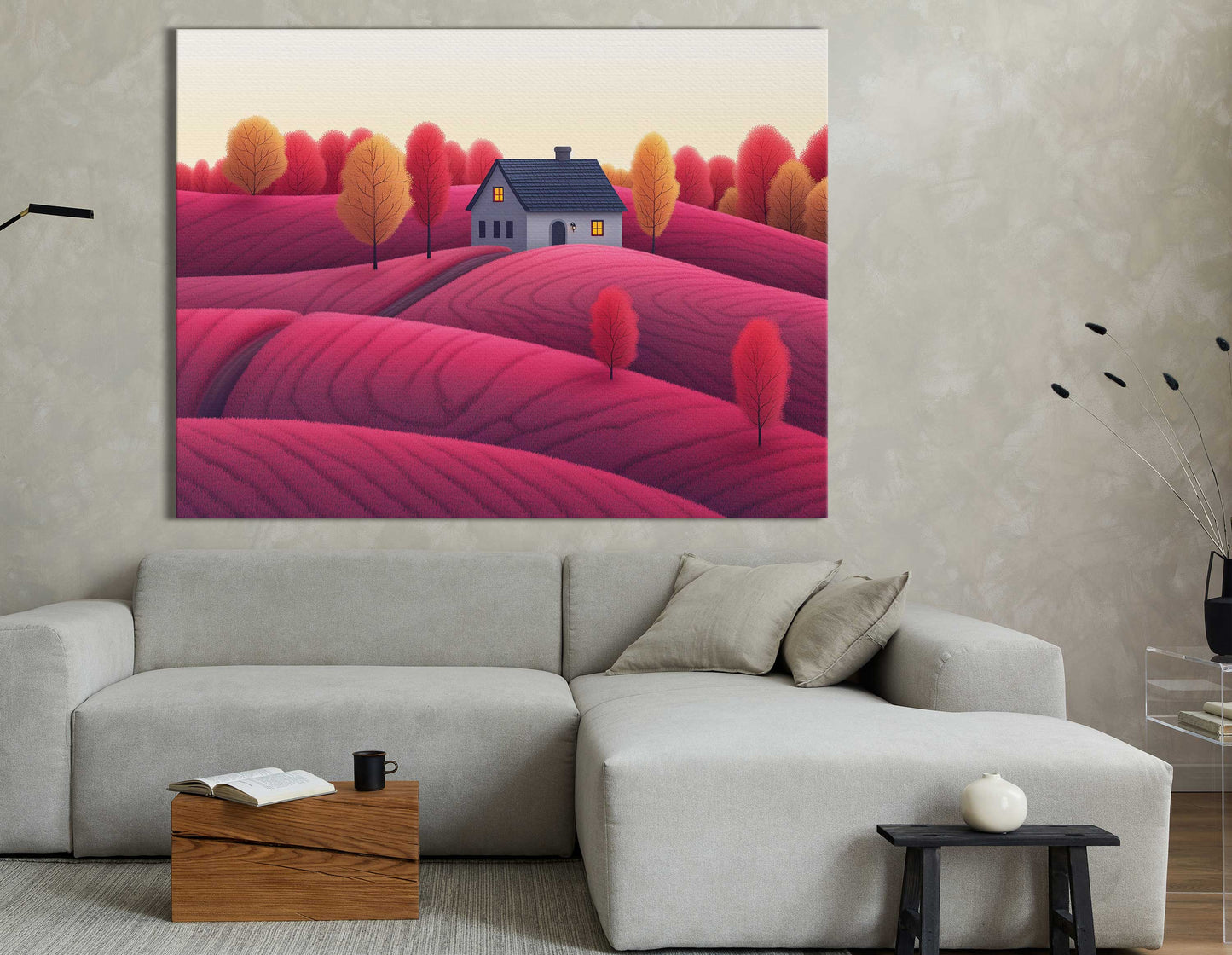 Twilight Glow Over Pink Fields - Canvas Print