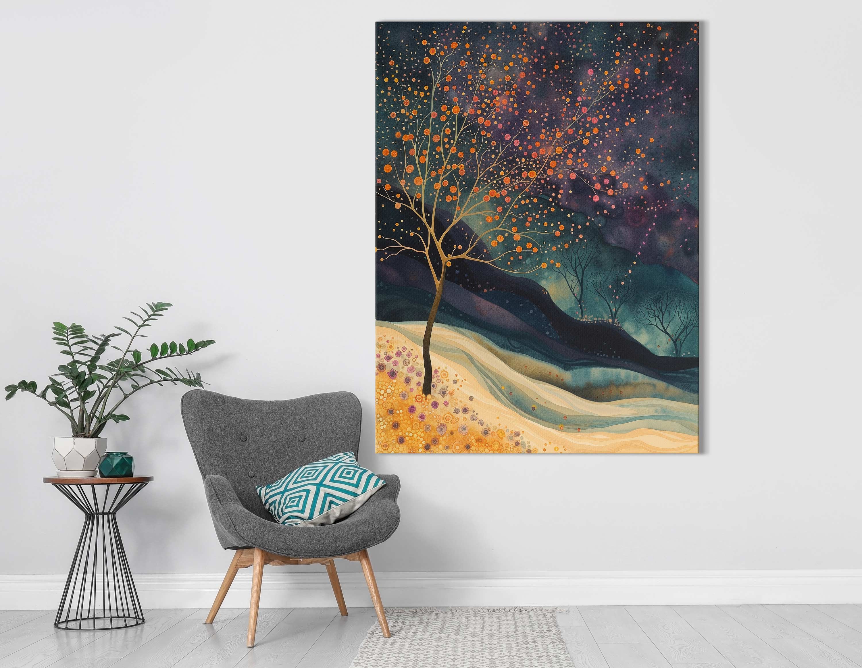Whimsical Night Orchard Painting