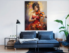 Woman with Violin Painting