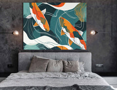 Teal and Orange Koi Fish Canvas Print