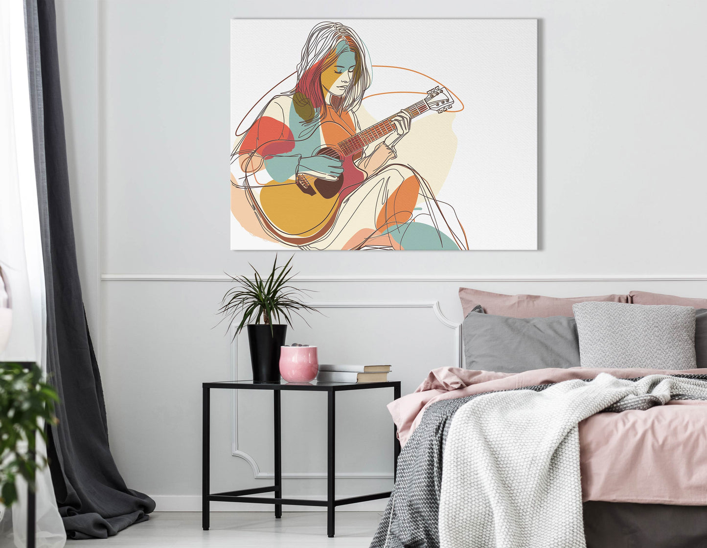 Guitar Player Line Wall Decor