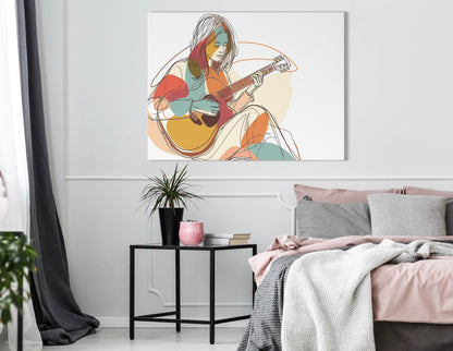 Guitar Player Line Wall Decor