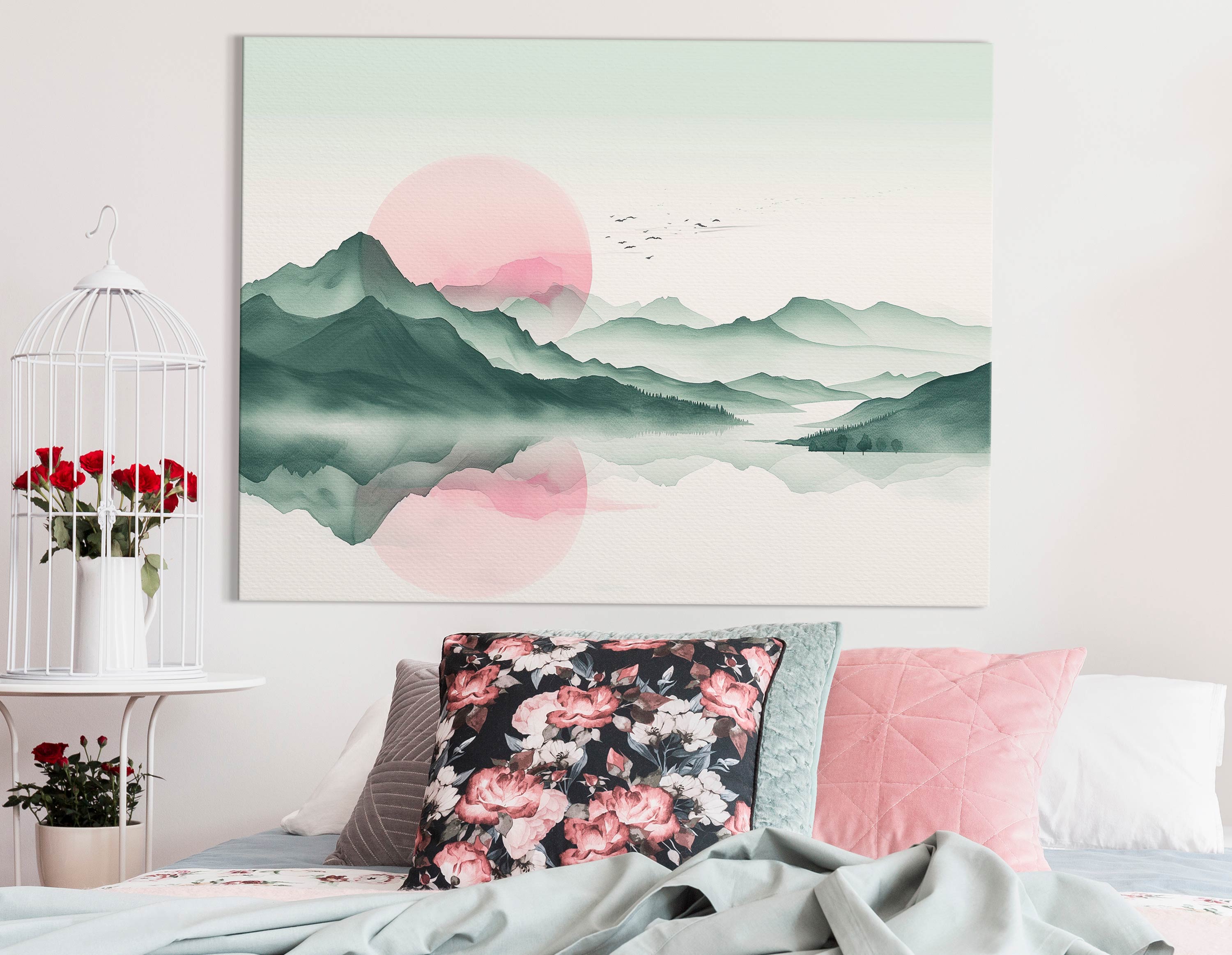  Soft Gradient Mountain Painting