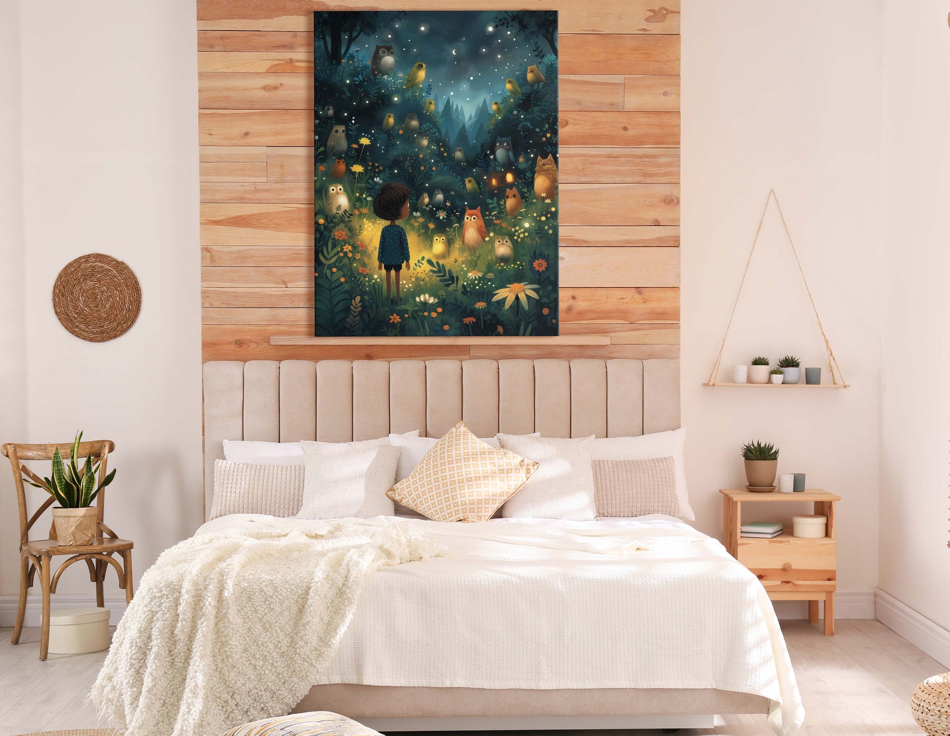 Celestial Owl Encounter Wall Print