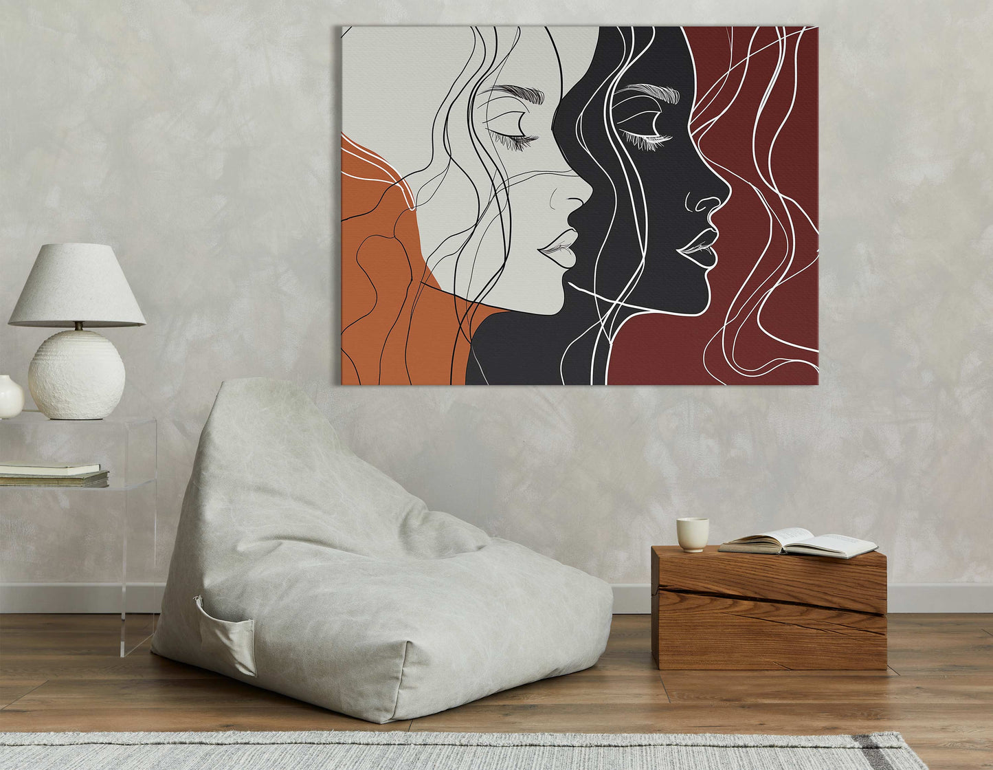 Modern Line Art Duo - Canvas Print