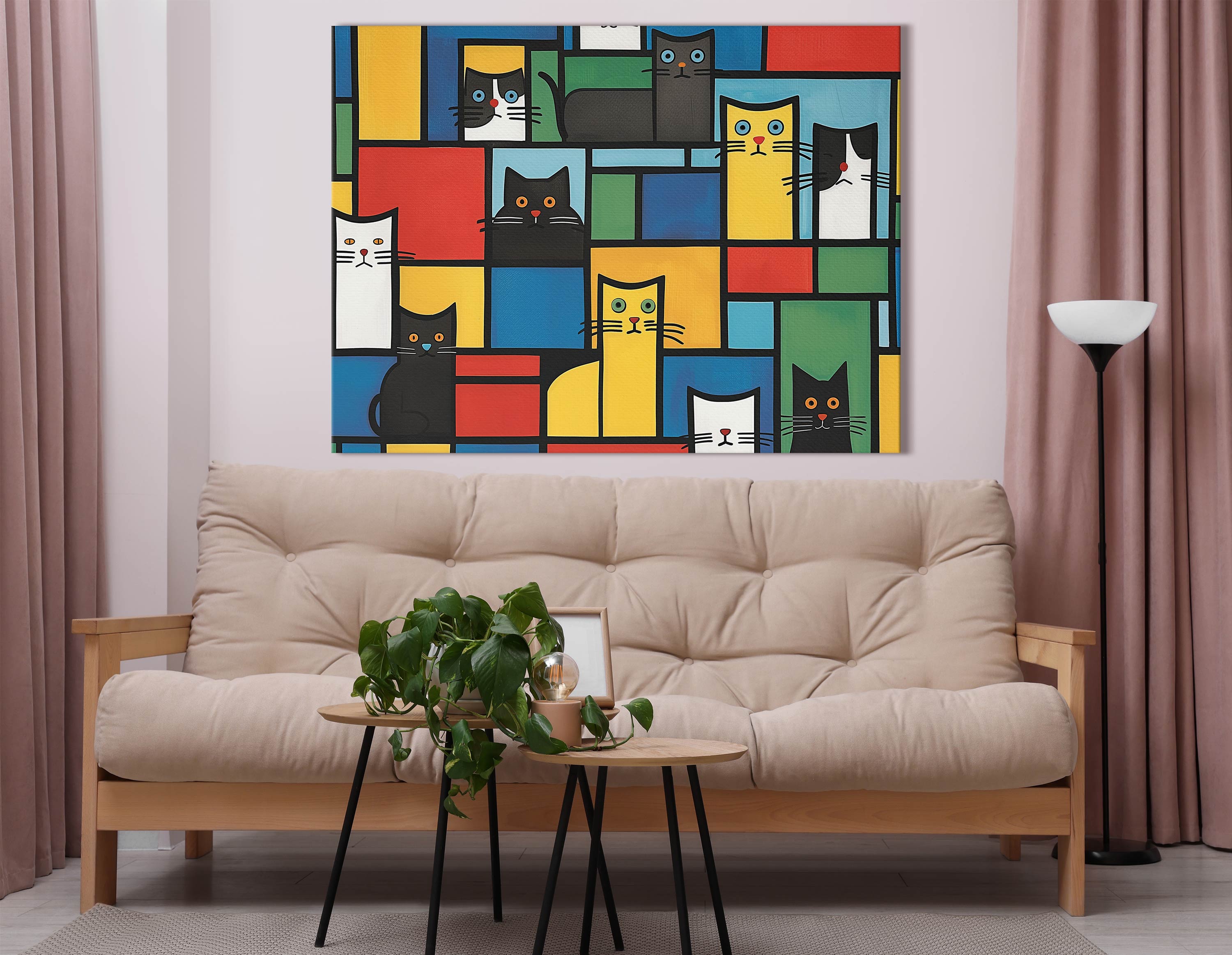 Vivid Cats in Color Blocks Art 