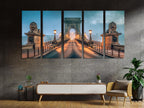 Chain Bridge Wall Art, Budapest Landmark Canvas Print, Morning Fog Cityscape Decor, Iconic Hungarian Bridge Artwork for Living Room / Office