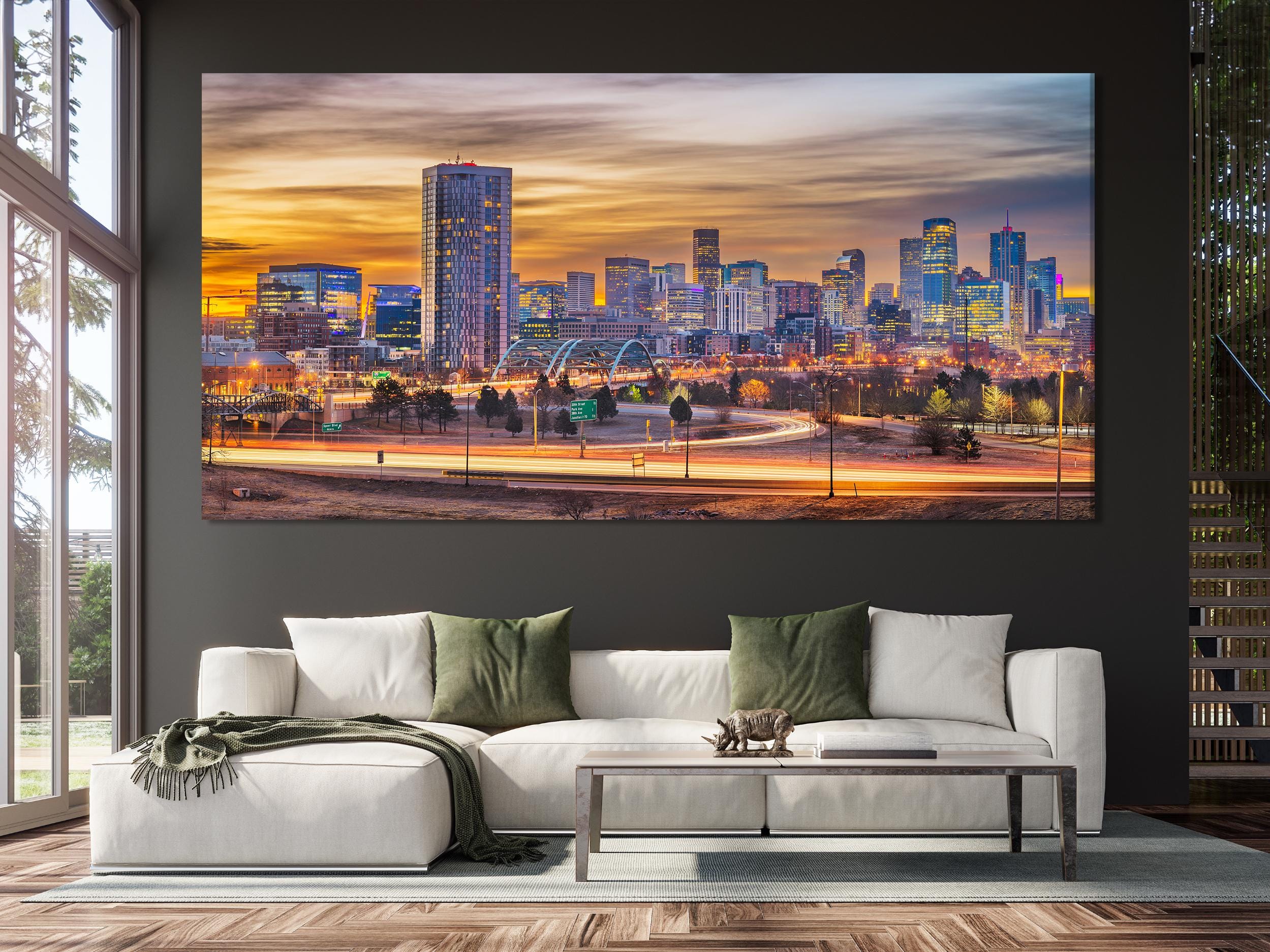 Denver Cityscape Print - Denver Canvas Art, 5-Panel Denver Wall Decor, Modern Denver CO Cityscape Artwork, Denver Painting, Denver Wall Art