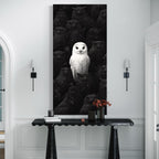Witte uil canvas kunst - zwart-witte uil wandkunst, moderne uil kunstprint voor eigentijds interieur, uilenliefhebber cadeau voor thuisdecoratie