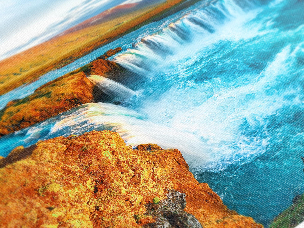Waterfall Canvas Art –  Iceland Wall Art, Godafoss Waterfall Wall Art, Iceland Waterfall Wall Decor, Contemporary Icelandic Art Wall Decor