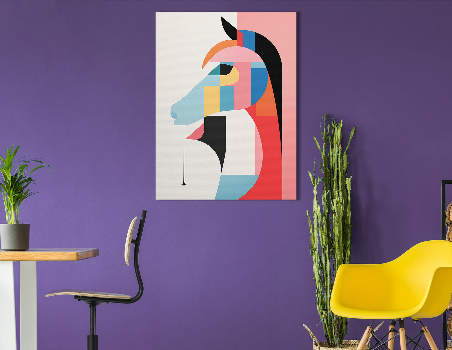 Contemporary Geometric Horse Silhouette - Canvas Print