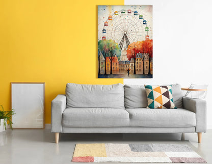 A Day in Paris Under the Ferris Wheel - Canvas Print