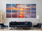 Ocean Sunset Print – Seascape Wall Art, Modern Sunset Beach Art Print, Multi Panel Coastal Wall Art for Living Room or Bedroom Wall Decor