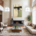 Green Abstract Wall Art - Wabi Sabi Wall Art, Green Texture Canvas Art, Minimalist Green Beige Abstract Print, Neutral Wall Art Office Decor