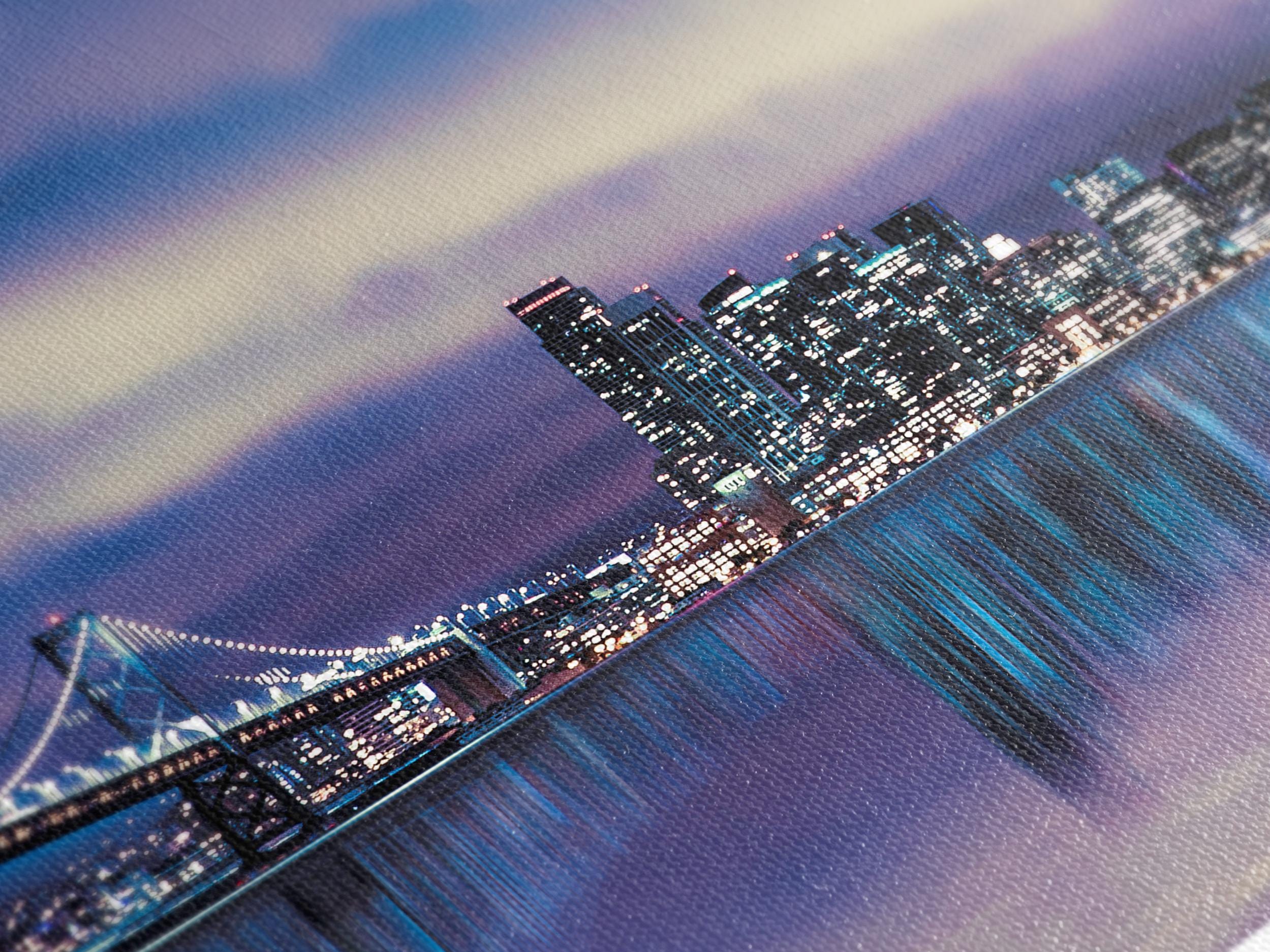 Large San Francisco Skyline Canvas Print, California Cityscape Wall Art, Oversized Bay Bridge Artwork, Night City Canvas for Modern Decor