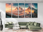 Dolomites Landscape Wall Art - Tre Cime di Lavaredo Canvas Print, XXL Mountain Sunset Artwork, Italian Alps Decor, Alpine Nature Scene Print