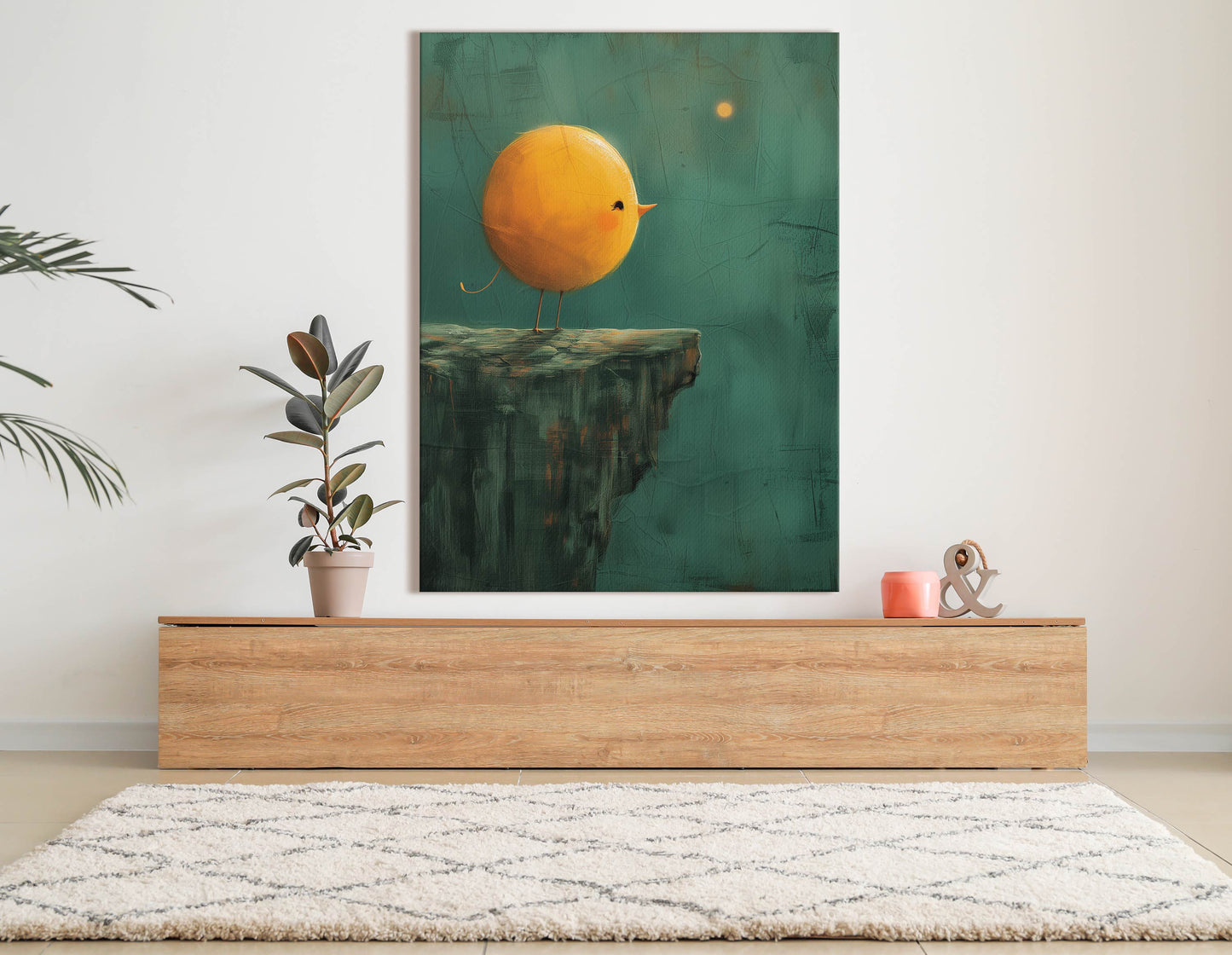 Minimalist Yellow Bird - Canvas Print