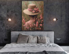Dama con sombrero de flores - Cuadro en lienzo