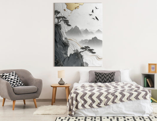 Chinese Ink Mountain Wall Art