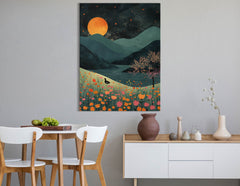 « Fleurs sauvages vibrantes au clair de lune », impression sur toile