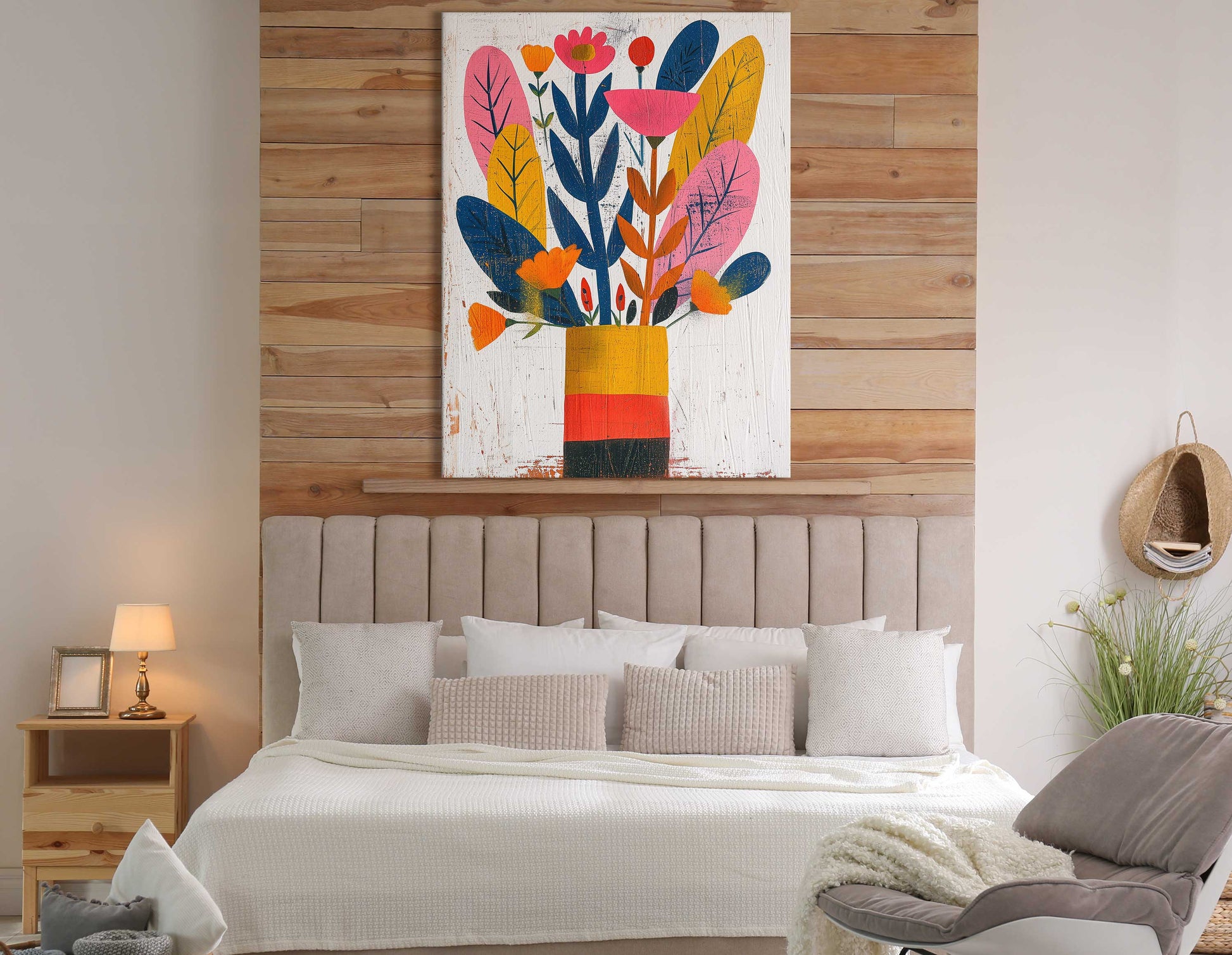 Stylized Flowers in Bold Vase Wall Art