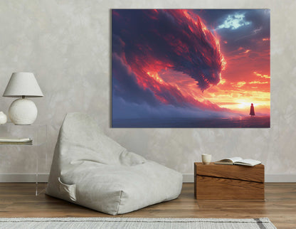 Dragon's Blaze Over Sunset  Art Print