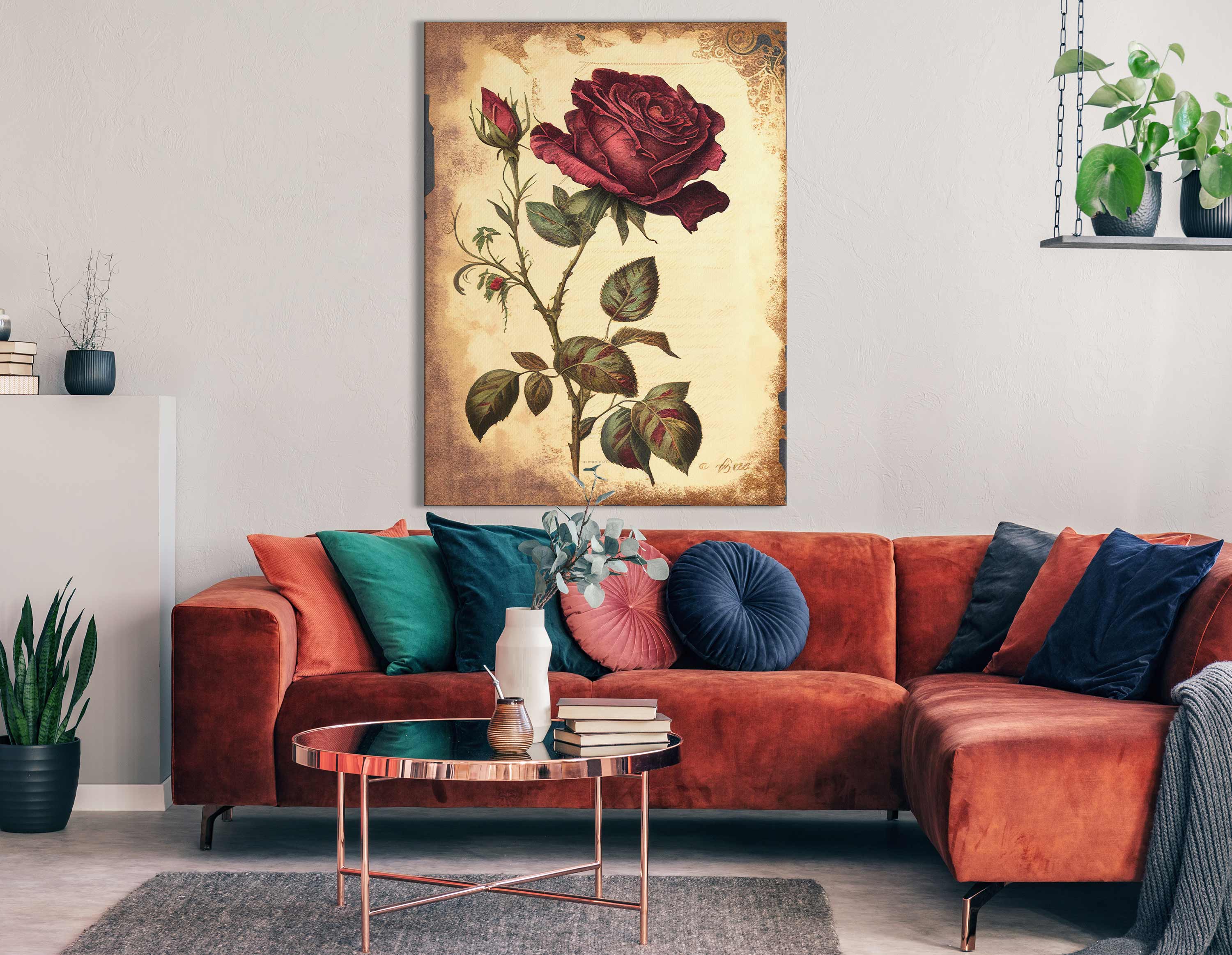 Traditional Rose with Ornate Design Wall Art