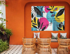 Artistic Pink, Blue, and Yellow Wall Decor