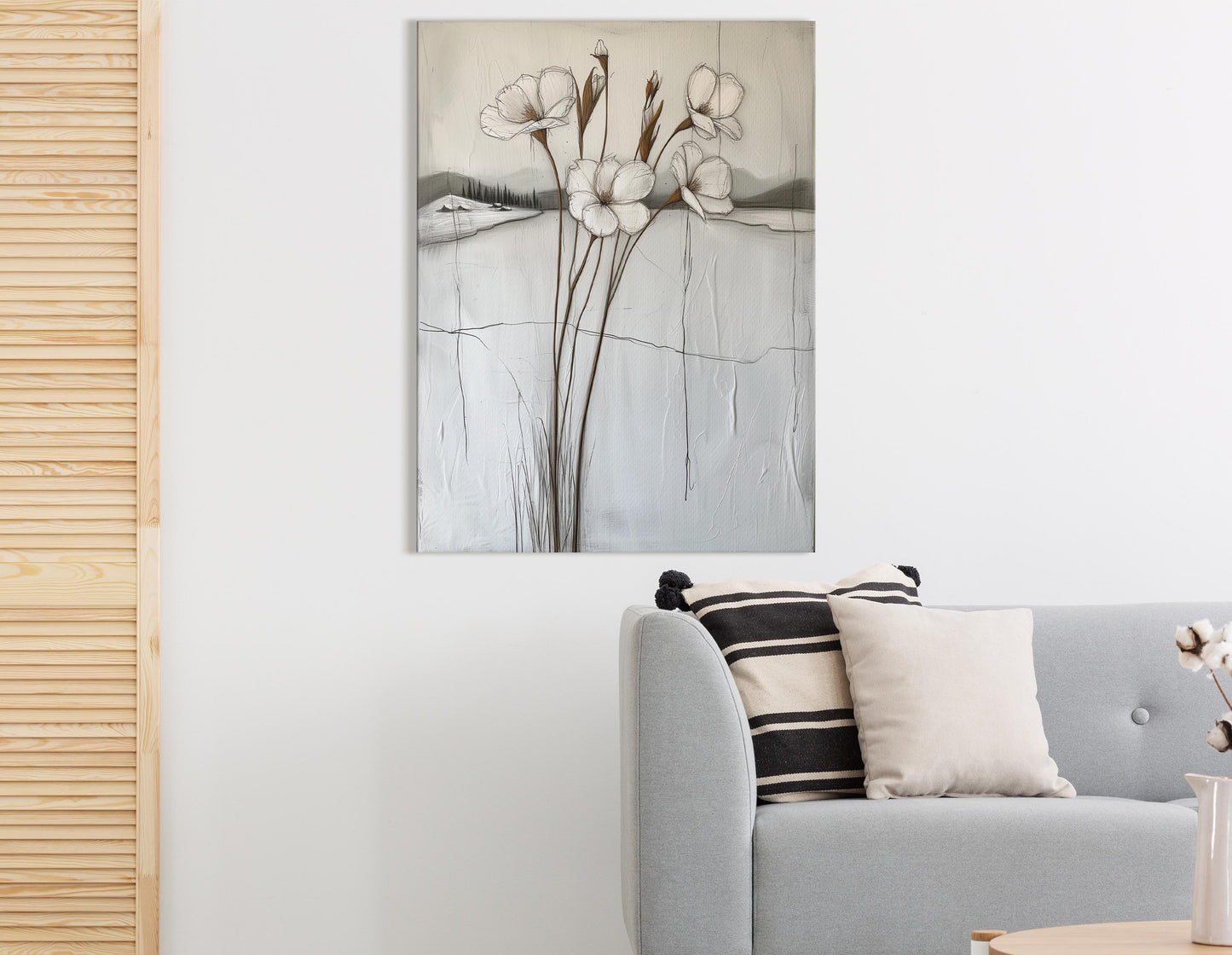 Elegant Flora Line Canvas Print