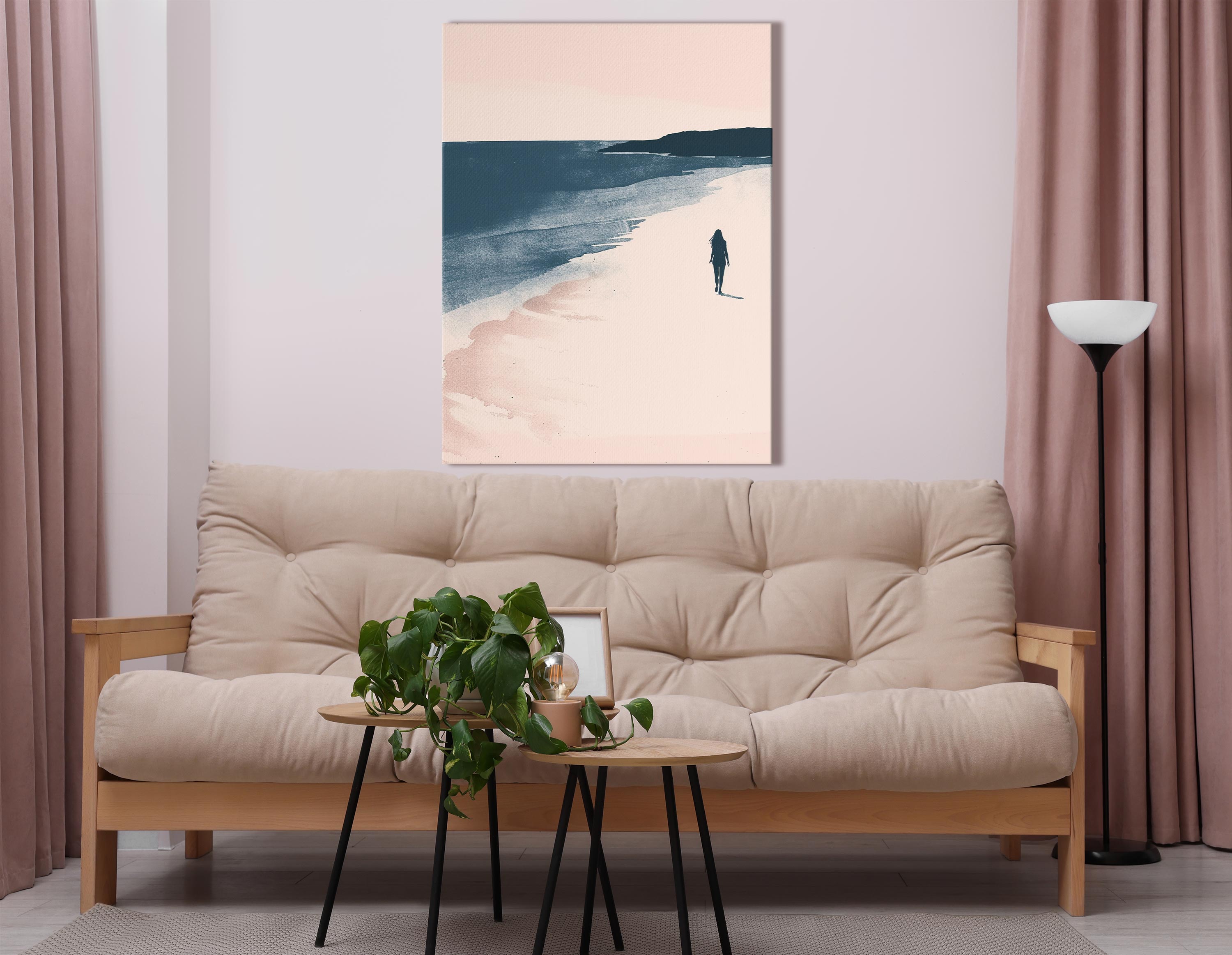 Minimalist Seashore Walk Canvas Print