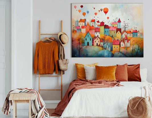 Whimsical Village Wall Art 