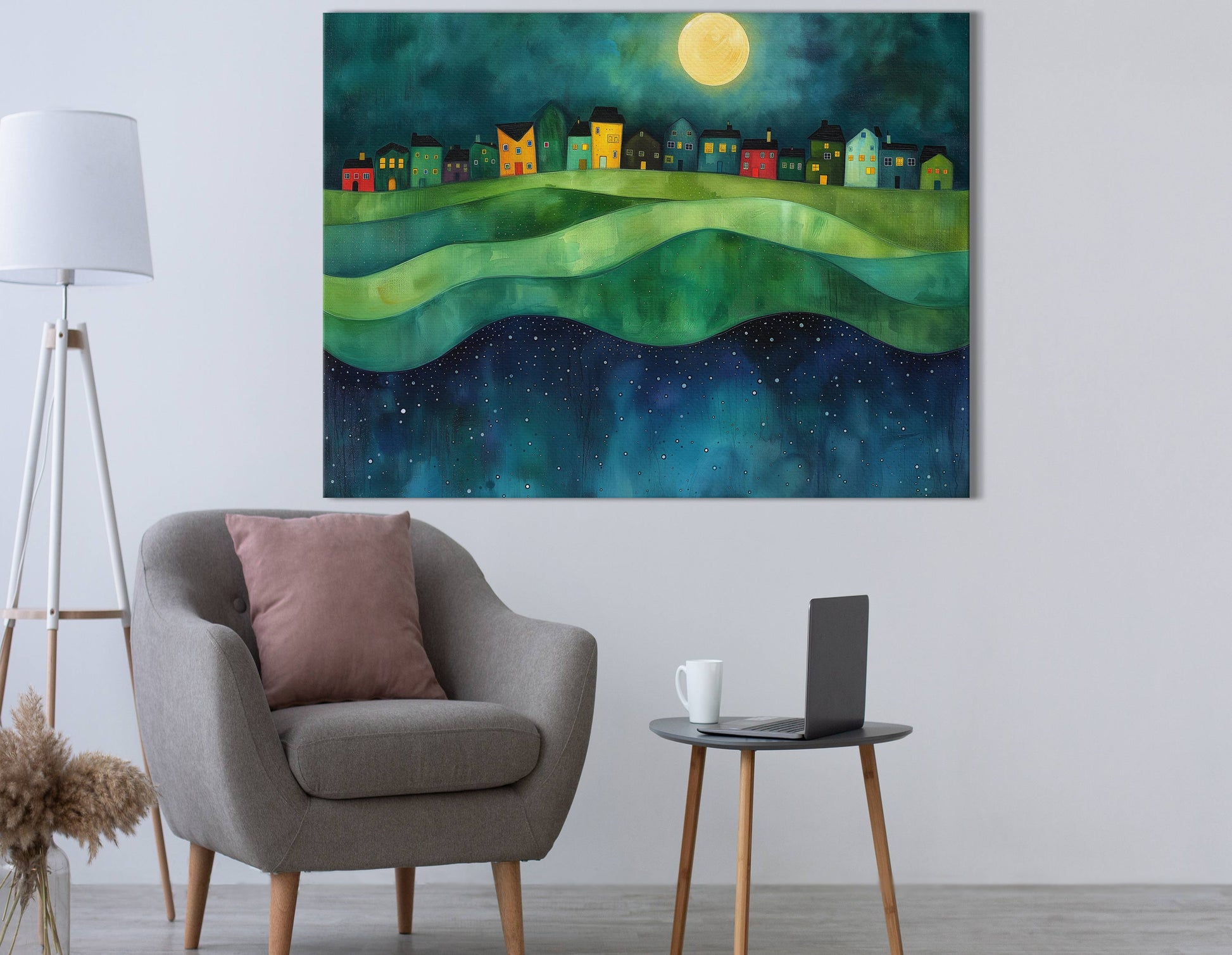  Luminous Moon Village Art Print