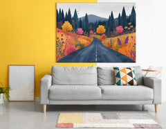 Winding Road Through Fall Forest Wall Art