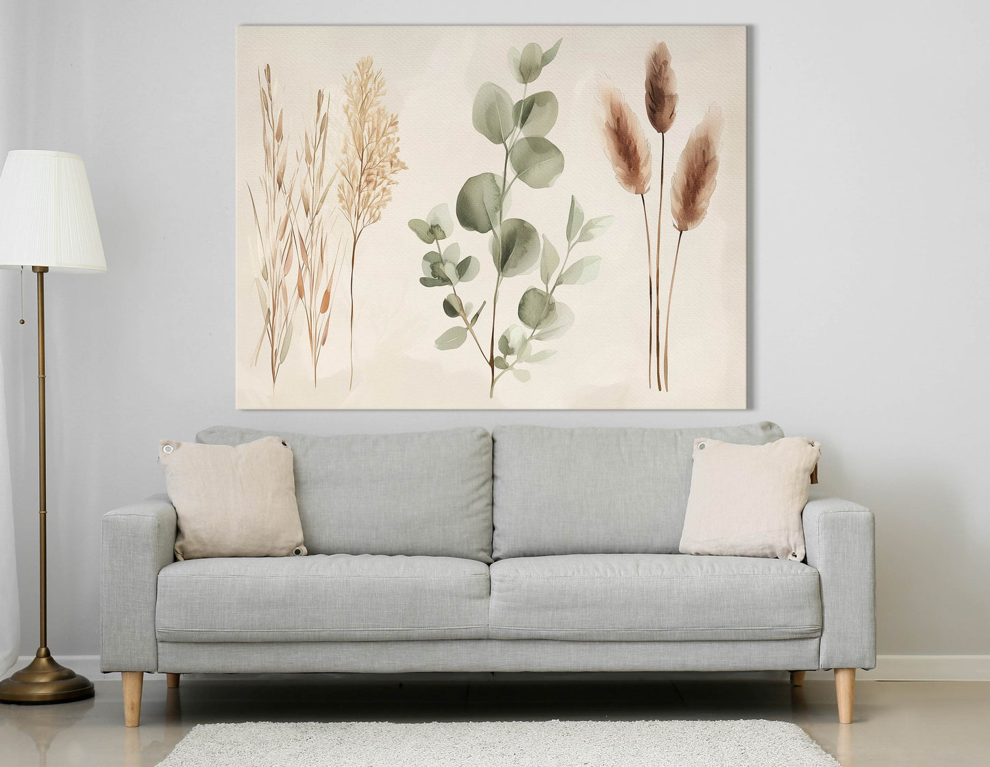 Watercolor Eucalyptus and Pampas Art Print